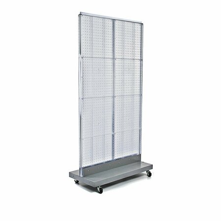 AZAR DISPLAYS Two-Sided Double Pegboard Floor Display on Wheeled Base 700732-CLR